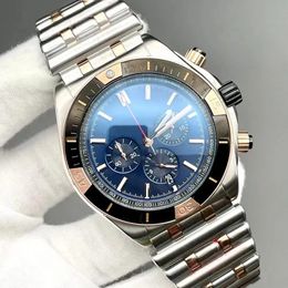 Haute Couture U1 Top-grade AAA Bretiling 44MM Super Chronomat Cadran Bleu Montre Quartz Chronograpg Date Hommes Montre Bracelet En Acier Inoxydable Montre-Bracelet Pour Hommes Très belle