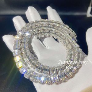 High Fashion Women Hip Hop Jewelry Baguette VVS Moissanite Diamond Sterling Silver 925 Cubaanse link ketting