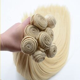 ELIBESS HAIR-Raw sin procesar extensión del pelo humano virginal 613 color 4 paquetes 60 g/pcs 240g 10 ''-28'' trama rubia del pelo humano