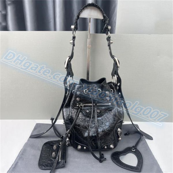 Haute femme dame cool fille sacs à cosmétiques moto seau sac à bandoulière designer de luxe en cuir dix police embrayage portefeuille poche vintage cire à l'huile en cuir véritable sac à main