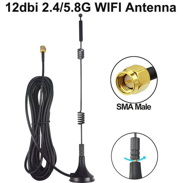 Antena magnética del soporte 4G LTE de la alta ganancia 9dBi, imán LTE Antnna con el varón del cable RG58 3M SMA