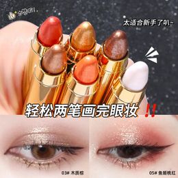 Stylo ombre à paupières haute brillance, lumière perlée, ne tache pas, maquillage, paresseux, illumine le ver à soie endormi, double tête, shado 240111