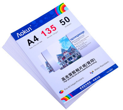 High glossy adhesive back print photo paper A4 135g 50 Sheets inkjet waterproof paper photo paper for Inkjet Prints