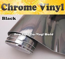 Hoge Glanzend Zwart Chroom Vinyl Wrap Voor Auto Stickers Met Luchtbel Maat 15230MRoll8997011