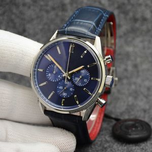 Haute qualité 02 montre 42MM Quartz VK chronographe batterie puissance montres pour hommes bracelet 80 heures cadran bleu limité nouvelle date bracelet en cuir SPORTIF