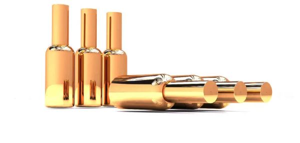 Botella de spray de 50 ml de vidrio de niebla fina de 100 piezas de alta calidad para venta al por mayor de perfumes, botellas de perfume de vidrio dorado de lujo de 50 ml que combinan con todo