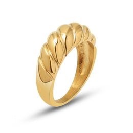 High Grade 18 K 316L roestvrij staal met gouden kleur Akteken gratis croissant dikke gouden ringen voor dames dames vintage ring 240412