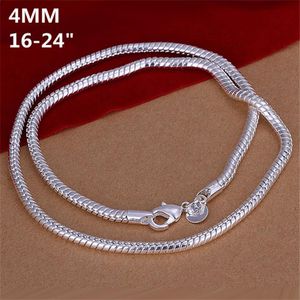 Hoogwaardige 4MM snake bone ketting Mannen sterling zilveren plaat ketting N191 gloednieuwe mode 925 zilveren Kettingen ketting fabriek d303y