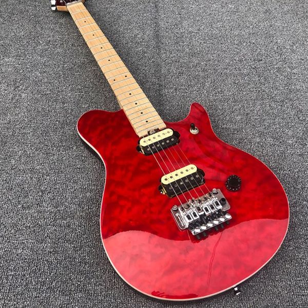 Guitare électrique à 6 cordes de haute qualité, peinture rouge, manche traversant le corps, meilleure vente en Chine, personnalisée en usine