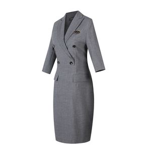 Hoogwaardige luchtvaartmaatschappij grijze professionele jurk V-hals Verkoopafdeling Uniform Hotelmanager Werkkleding Zakelijke kantoorpersoneelskleding