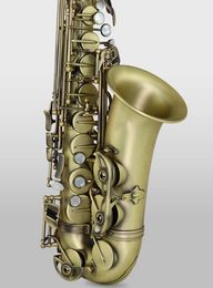 Finition antique de haute qualité Eb E-flat Saxophone Alto Sax Shell Key Carve Pattern Instrument à vent avec étui Autres accessoires 00