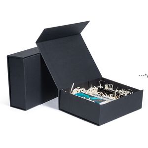 Boîte-cadeau dure pliable noire de haute qualité avec couvercle à fermeture magnétique boîtes de faveur boîte de rangement pour sous-vêtements 17x14x5.5 cm JJD12713