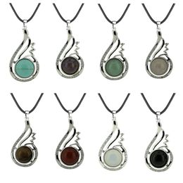 Haute qualité cristal breloques clavicule chaîne pierre précieuse naturelle opalite oeil de tigre pendentif collier bijoux