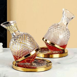 Hoogwaardige kristalglas Decanter 360 Roterende Tumbler 1500 ml Dispenser Champagne whisky Wijnfles Gift Bar Decorate Glassware 240415