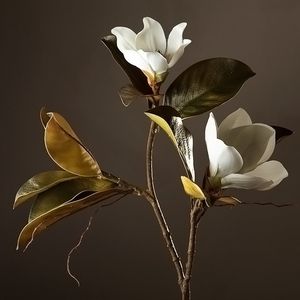 Hoogwaardige decoratieve kunstbloemen 1 stuk super mooie nep Magnolia Homecoffee Shop Decor Display Silk Y200104