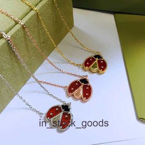 Collier de créateur de haute qualité Vancleff pour femmes High Version Seven Collier de ladybug 925 Silver Silver Doublesided Red Agate Female Chaîne de clavicule Luxury