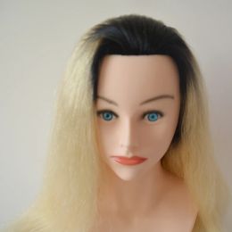 Tête de poupée de haute qualité pour la formation aux cheveux humains 24 "Herdressante mannequin têtes mannequin poupées blondes