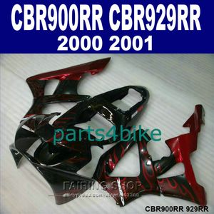 Ensemble de carénages de haute qualité pour Honda CBR900RR CBR929 2000 2001 kit de carénage flammes rouges en noir CBR929RR00 01 QR50