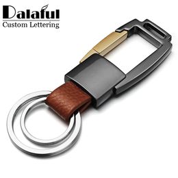 Alliage de porte-clés en cuir véritable de haute qualité personnalisé lettrage personnalisé hommes d'affaires pour voiture porte-clés porte-anneau K409