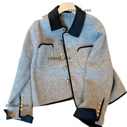 Lã de vento pequena perfumada cinza de alta qualidade grossa para mulheres na primavera de 2023, nova moda e jaqueta versátil com temperamento nobre 767 dfashion98