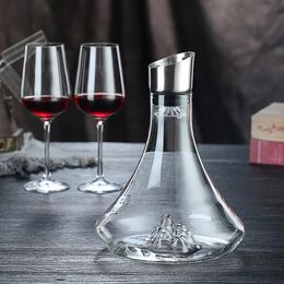 Decantador estilo Guanshan de alto grado, dispensador de botellas de vino de vidrio de borosilicato, forma de montaña nevada, 1800ml, rojo, 240111