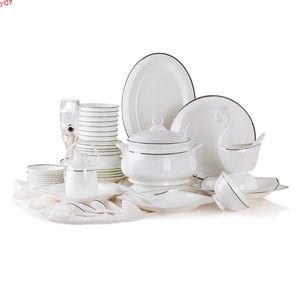 Jingdezhen Bone China Tableware Set - 58-Piece Porcelain Dish Gift Set