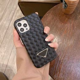 Hoog graad lederen geweven patroon telefoonhoesje voor iPhone 14 13 Pro Max 11 12 Mini 14 Plus 7 8 Plus X XS XR Fashion Designer Protective Case