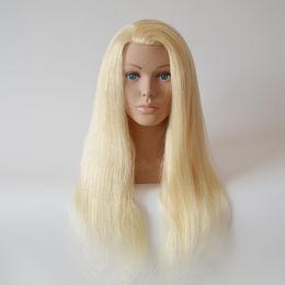 Tête de mannequin de haute qualité 100% réels de cheveux humains naturels 24 "coiffure coiffeuse poupées manquées coiffure blonde Traine de formation aux cheveux avec épaule