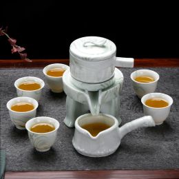 Hoogwaardige marmeren strepen thee-stenen slijpen semi-automatische theeset, kung fu thee pot cup. Creatieve theeceremonie benodigdheden