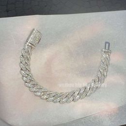 Chaîne de liaison cubaine de Moissanite de haute qualité 13 mm sterling 925 argent Gra vérifié VVS1 Bracelet cubain de Moissanite à coupe rond