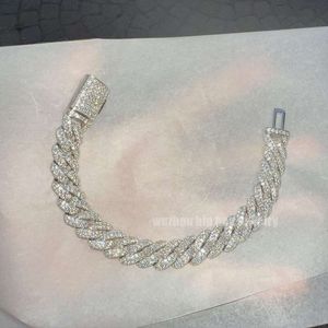 Hoogwaardige Moissanite Cuban Link Chain 13mm Sterling 925 Silver GRA Verified VVS1 Ronde Cut Diamond Moissanite Cubaanse armband