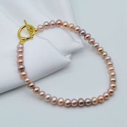 Natural Natural 5-6 mm Pinche Pincine Simplicité Bracelet de perle d'eau douce douce Long 18,5 cm