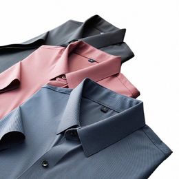 Haute qualité Profial Busin Dr chemises pour hommes été manches courtes élastique coupe ajustée décontracté coréen vêtements pour hommes W1Z2 #