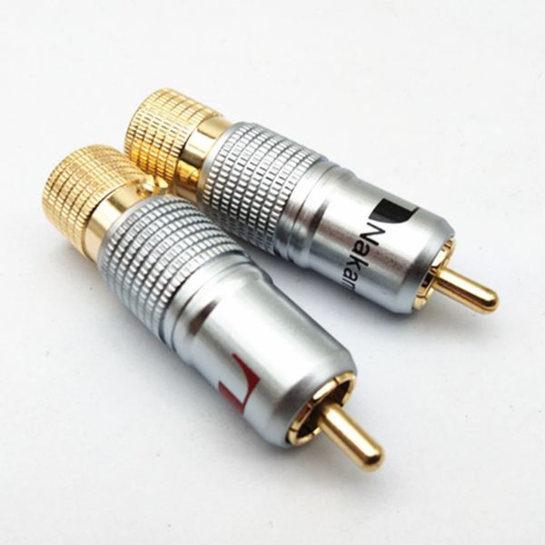 Conector de audio y vídeo AV de canal medio chapado en oro y cobre puro de alta calidad, conector de montaje RCA sin soldadura, orificio trasero de 10MM