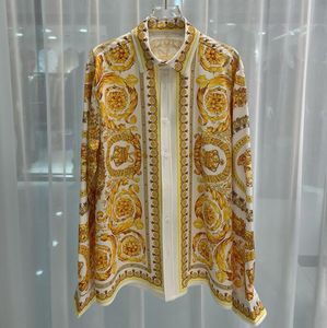 Cardigan imprimé Floral décontracté de Style Royal de haute qualité, chemises de luxe à revers pour hommes, chemise Baroque à manches longues