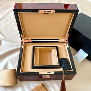 Cajas de reloj de alta calidad, cajas de almacenamiento interiores de terciopelo, organizador, cerradura de cinturón, regalo, laca de piano, reloj, papeles de madera, paquete de tarjetas 01