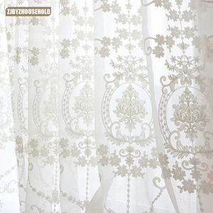 Écrans de fleurs de broderie blanches de haute qualité en tulle voile de style européen pour les fenêtres de salon de chambre rideaux rideaux 240106