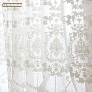 Écrans de fleurs de broderie blanche de haute qualité Style européen Voile Tulle transparent pour chambre à coucher salon fenêtres rideaux rideaux 240111