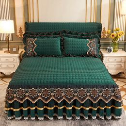 Velvés de cristal d'hiver de haute qualité épaississer la jupe de lit de lit de flanelle de flanelle de flanelle roi de taille queen sans inclure la taie d'oreiller