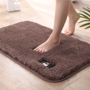 Hoge Haarverdikking Badkamer Toilet Absorberende Vloermat Slaapkamer Entree Non-Slip Foot Mat Pluche Tapijt 210622