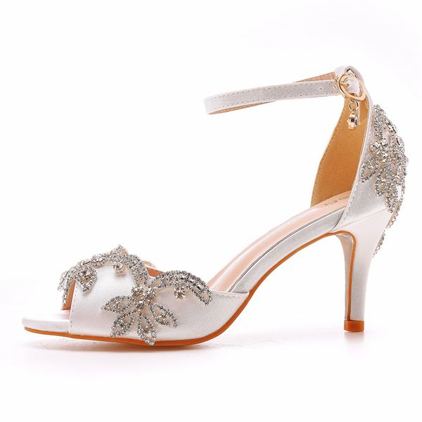 Plate-forme à talons hauts femmes chaussures de mariage strass femmes talons Peep Toe bal soirée formelle fête dames pompes