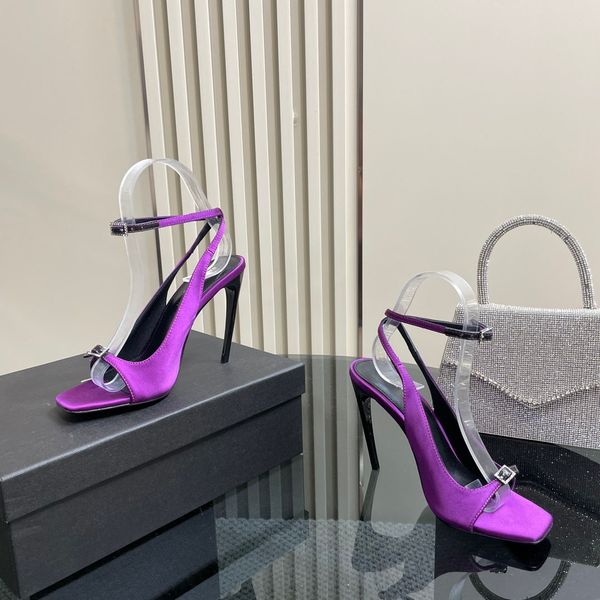 Sandales à talons hauts Tissu de soie Designer de luxe Sandales pour femmes Talons fuselés Mode élégante à bout ouvert Chaussures de créateurs de luxe Chaussures d'usine