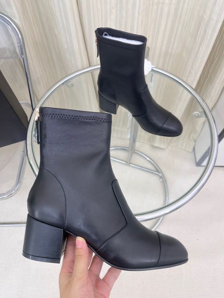 Bottes à talons hauts automne hiver talon grossier femmes chaussures Desert Boot 100% cuir véritable fermeture éclair lettre à lacets mode dame talons