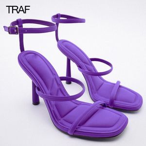 Talons violets à talons hauts talons pour femmes chaussures de femme traf sandales d'été talons hauts fête femme sandale 230419 310