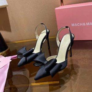 Sandales à talons hauts pour femmes Mach Satin Fashion Bow Robe Shoes Crystal Crystal Swinestone Sovel Shoe Stiletto Heel Heel Sangle Designers 10cm