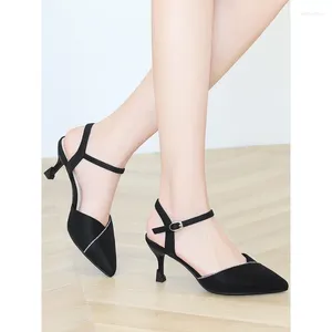 Sandalen met hoge hakken dames modepuntige één-lijn buckle high-end comfortabele stiletto 5