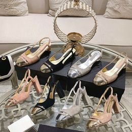 Sandales à talons hauts femmes en cuir verni robe en Satin talon épais concepteur de luxe Slingbacks boucle bout carré talons chaussures fête sandale de qualité supérieure