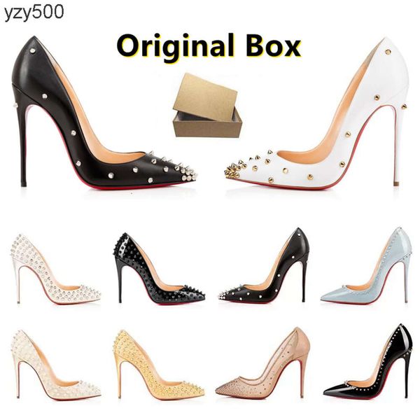 Talons hauts robe chaussures de créateur baskets femmes luxe paillettes rivets triple noir nu rose blanc strass cuir s loubutinly chrétiens fond rouge 2XT7