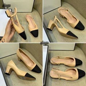 Hoge hakken modeschoenen ballet echt leer open op formele dikke hiel slingbacks sandals ballet flat designer schoen loafer vrouw eur 4412ess