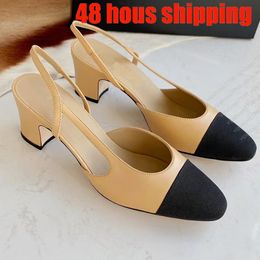 Designers Robe Chaussures Slingbacks Sandal Ballerines Chaussures Espadrilles Ballerines Sandales Dames Fête De Mariage Femmes Chunky Talons Hauts Pantoufle Taille 35-42